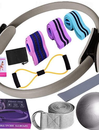  jóga fitness jedenáctidílná sada se stuhou latexový hedvábný bederní kroužek latexový elastický kroužek jógový míček strečink pilates