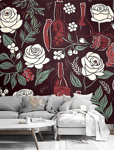  Coole Tapeten, Wein-Vintage-Tapete, Wandgemälde, Rollenaufkleber, abziehen und aufkleben, entfernbares PVC/Vinyl-Material, selbstklebend/Klebstoff erforderlich, Wanddekoration für Wohnzimmer, Küche,
