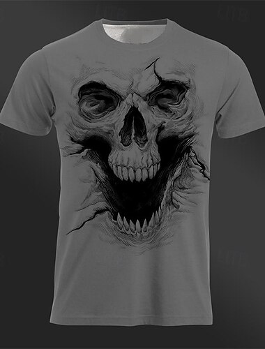  Per uomo Grafico Teschi cool Maglietta Manica Corta maglietta Stampa 3D Girocollo Camicia Quotidiano Designer Retrò Vintage Sport all'Aperto Ferie Uscire Bianco Cachi Grigio scuro Primavera & Estate