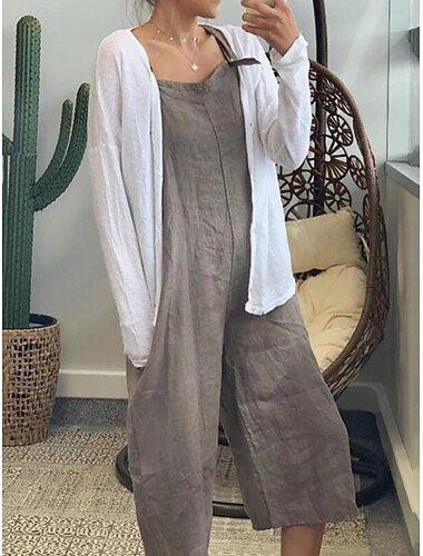  Pentru femei Normal Per total Șic Stradă Culoare solidă Fără manșon Pătrat Buzunar Stradă Zilnic Fit regulat Negru Galben Verde Militar Vară