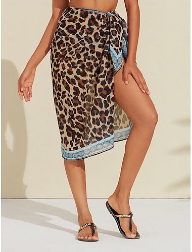  leopardmönstrad sarong täcka upp