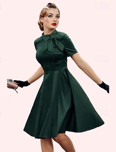  Rétro Vintage Années 1950 Robe Robe trapèze Robe Évasée Femmes Mascarade Retour à la maison Fête du thé Décontracté Quotidien Adulte Robe Robes de soirée