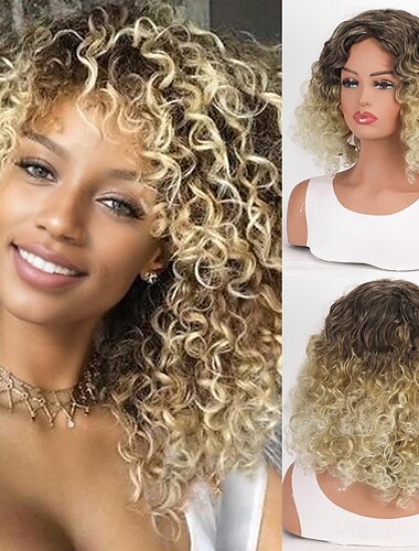  blonde Perücken für Frauen blonde verworrene lockige Perücke afroamerikanische Perücken weiche synthetische Perücke für modische Frauen ombre Perücken