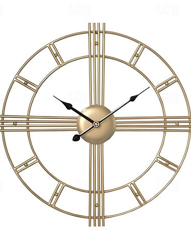  Große Metall-Wanduhr, geräuschlos, Retro-Wanduhr, große römische Ziffern, verwendet für Wohnzimmer, Küche, Kamin, Schlafzimmer, Dekoration, 50 cm