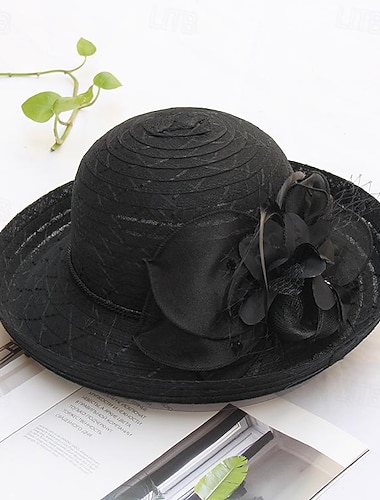  Fascinateurs Chapeaux Coiffure Acrylique / Coton Chapeau Melon / Cloche Chapeau de seau Capeline Casual Vacances Elégant Rétro Vintage Avec Plume Nœud Casque Couvre-chef