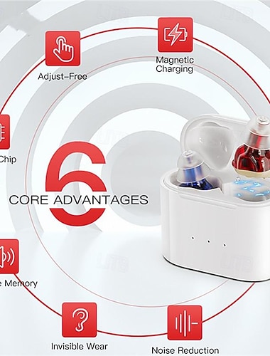  Aparelho Auditivo Invisível Redução de Ruído Recarregável Amplificador de Som para Idosos Aparelho Auditivo Compartimento Recarregável Acessórios Presente do Dia dos Namorados