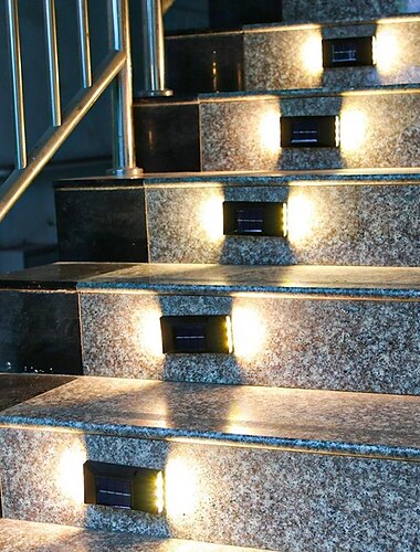  2 stks trapverlichting op zonne-energie, 6 kralen binnenplaats tuinhek decoratieve wandlampen