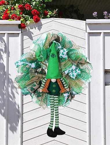  st. Patrick's Day Kobold-Puppenkranz – Heimdekoration für irische Feiern, ideal für die Dekoration im Innenhof oder als Türaufhängung