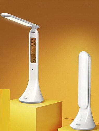  مصباح مكتبي LED قابل للطي يعمل باللمس وقابل لإعادة الشحن مع ساعة رقمية
