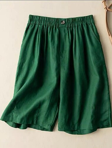  Damen Shorts aus Baumwollleinen Shorts Alltagstauglich Kurz Einfach Seitentaschen Atmungsaktivität Bequem Unelastisch Ausgehen Wochenende Schwarz Weiß Gelb Grün Sommer Normale Passform