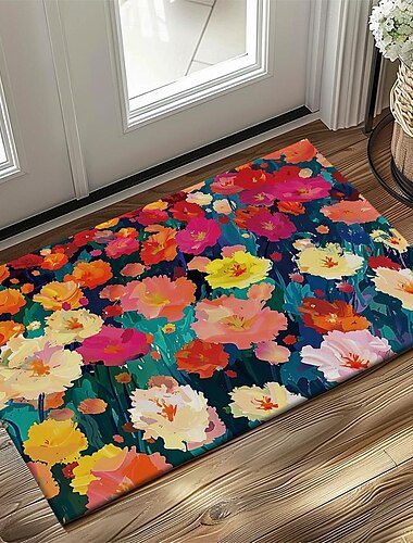  Felpudo de flores coloridas para bodas alfombra antideslizante a prueba de aceite mat interior exterior decoración para dormitorio mat de baño alfombra de entrada