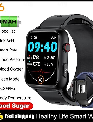  696 TK63 Slimme horloge 1.91 inch(es) Smart horloge Bluetooth ECG + PPG Temperatuurbewaking Stappenteller Compatibel met: Android iOS Heren Handsfree bellen Berichtherinnering Aangepaste wijzerplaat