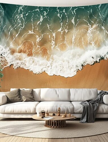  Strandinsel hängender Wandteppich, Wandkunst, großer Wandteppich, Wanddekoration, Fotografie, Hintergrund, Decke, Vorhang, Zuhause, Schlafzimmer, Wohnzimmer, Dekoration Wandtuch XXL Natur