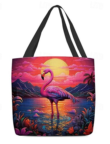  Damen Stoffbeutel Schultertasche Leinentragetasche Polyester Einkauf Täglich Festtage Bedruckt Hohe Kapazität Klappbar Leichtgewichtig Flamingo Pink Blau Fuchsie