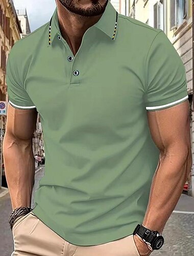  Herren Golfhemd Golfpolo Arbeit Casual Kargen Kurzarm Basic Modern Farbblock Patchwork Taste Frühling Sommer Regular Fit Wein Wasserblau Schwarz Weiß Rosa Marineblau Golfhemd