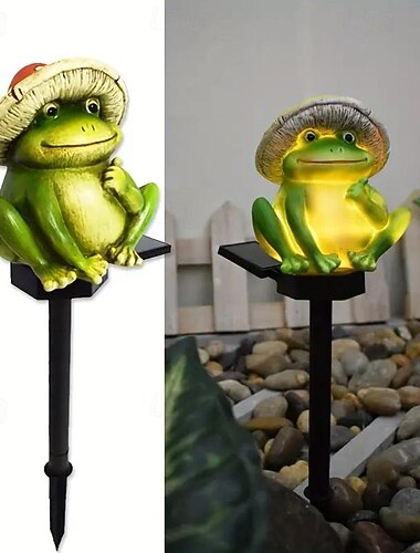  sol frosk plen lys harpiks hage lys utendørs vanntett hage gangvei landskap dekor lys