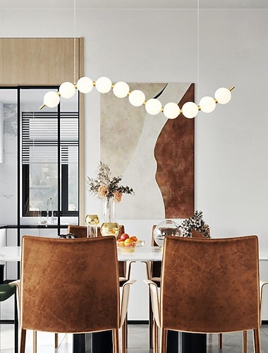  LED-Pendelleuchte 100 cm minimalistische weiße Kugel aus Messing für Esszimmer