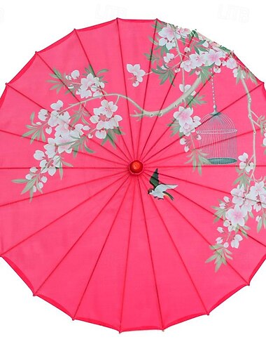  Sonnenschirm aus Seidenstoff (33-Zoll-Pfingstrose) – Papierschirm im chinesischen japanischen Stil – für Hochzeiten und persönlichen Sonnenschutz Asdf Weihnachten