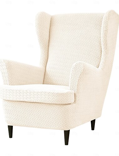  fodera per poltrona con schienale elasticizzato, fodera per sedia con schienale alare, con fodera per cuscino del sedile, copripoltrona con schienale alare in jacquard spandex per sedia Ikea strandmon