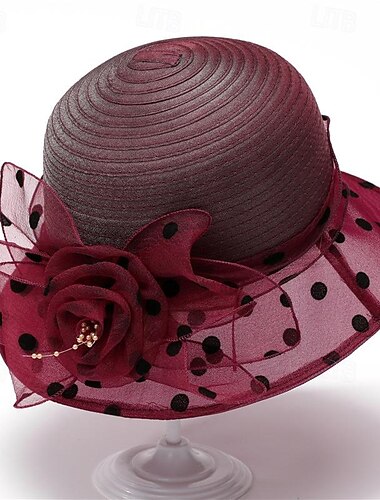  Retro Vintage 1950s Rockabilly Bucket hat Straw Sun Hat Polka Dots Polka dots Women's Party Casual Daily Beach Adults Hat