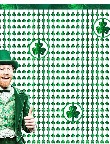  st. Patrick's Day Kleeblatt-Regenvorhang-Türabdeckung – festliche grüne Dekorationen für Party-Hintergründe, die Ihrer Feier einen Hauch von irischem Charme und Fröhlichkeit verleihen