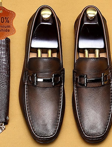  klassiske loafers i skinn for menn metallspenne