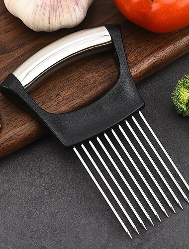  Держатель для нарезки лука, 1 защита пальцев для нарезки продуктов, держатель для нарезки лука из нержавеющей стали, луковая вилка Asanta, инструменты для фруктов и овощей для лука, помидоров,