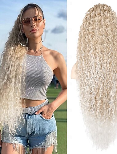  estensione coda di cavallo con coulisse lunga leggera riccia naturale completa coda di cavallo finta clip morbida multistrato nelle estensioni dei capelli coda di cavallo parrucchino sintetico