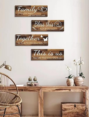  4 unids/set de carteles de pared para el hogar, somos nosotros juntos, bendecimos esta decoración de pared familiar para el hogar, sala de estar, dormitorio, incluye cinta