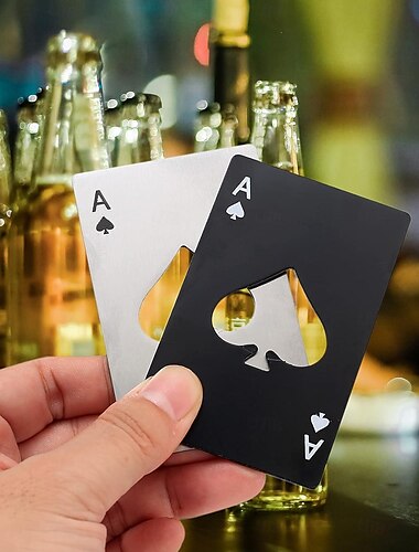  Ace of Spades Flaschenöffner, Pocker-Kappenöffner im Kreditkartenformat, tragbarer Dosenöffner aus Edelstahl