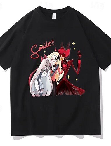  Hazbin Hotel Alastor T-Shirt-Ärmel Anime Grafik Für Herren Erwachsene Maskerade Heißprägen Casual