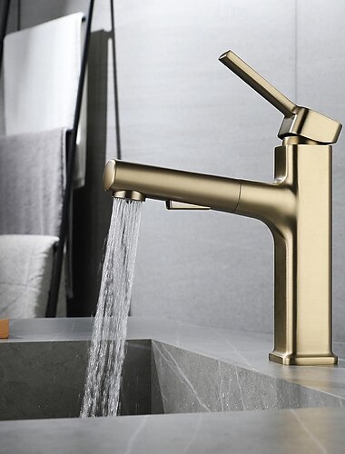  Baño grifo del fregadero - Extraíble / Clásico Galvanizado Conjunto Central Sola manija Un agujeroBath Taps