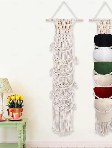  supporto per cappello della boemia organizzatore appeso in cotone per berretti e sciarpe supporto per cappelli arazzo organizzatore decorazione da parete organizzatore per cappelli appeso supporto per