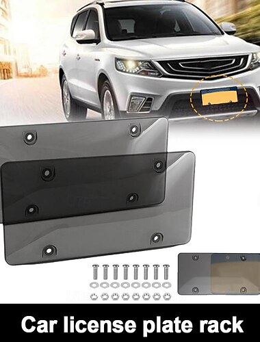  2pcs License Plate Cover Black Reflective Anti Speed Red Light Toll Camera Stopper License Plate Cover Car License Frame Parts