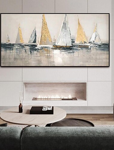  dipinto a mano astratto barca a vela dipinto a mano arte della parete pittura a olio nautica su tela fatto a mano moderno oceano pittura arte della parete grande paesaggio marino barche a vela pittura