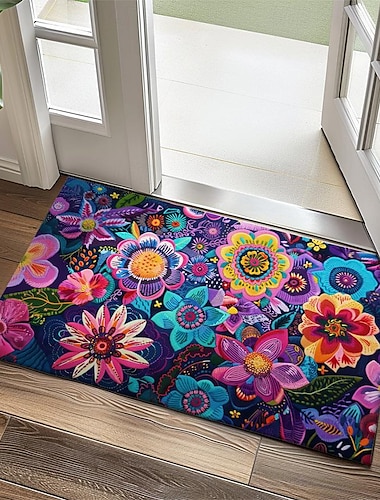  Mexico volkskunst bloemen deurmat antislip oliebestendig tapijt binnen buiten mat slaapkamer decor badkamer mat entree tapijt deurmat