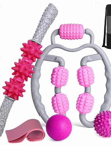  Masajeador circular de cinco bolas para piernas, conjunto de seis piezas, masajeador de yoga, pelota para fascia, conjunto de pilates circular elástico de látex