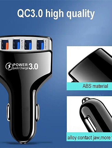  Starfire QC3.0 schnelles 4-USB-Autoladegerät mit mehreren Anschlüssen und 35-W-Ladeadapter für Mobiltelefone