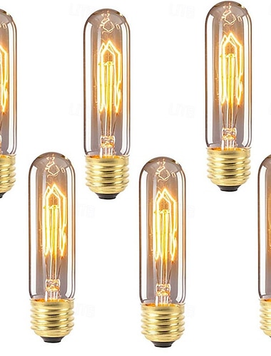  Ampoule vintage edison à intensité variable t10 e27 40w, ampoule industrielle à incandescence, lampe rétro antique, 1/6 pièces, ac220-240v