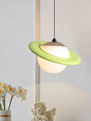  Lámpara colgante creativa, lámpara colgante de metal blanco con pantalla de cristal esférica, lámpara de araña LED moderna, lámparas colgantes de noche, luces colgantes simples nórdicas (e27)