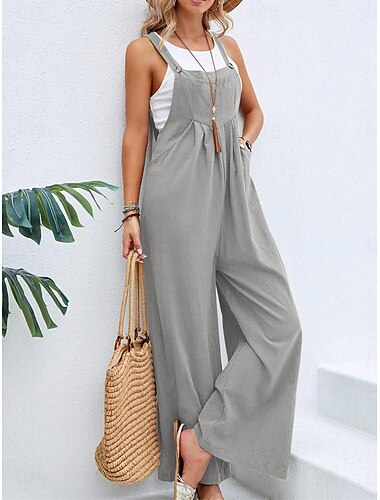  Dames Normaal Al met al Streetwear Effen Kleur Mouwloos Vierkante hals Zak Knop Dagelijks Straat Normale pasvorm Zwart Wijn Marineblauw Zomer
