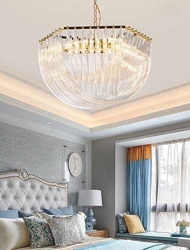  led lysekronelys，luksus rund krystalllysekrone, unik design egnet for stue, soverom og spisestue，varm hvit+hvit+kaldhvit,30/50cm 110-120v 220-240v