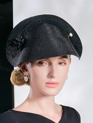  bandeaux chapeaux fibre melon / chapeau cloche chapeau de paille chapeau de soleil mariage thé fête mariage élégant avec perles tulle casque couvre-chef