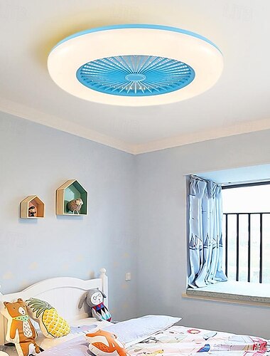  ventilatoare de tavan cu lumini, ventilator de tavan modern cu profil redus de 55 cm, montare incastrata 72 w, 3 culori, 3 viteze, ventilator de tavan reglabil cu lumina 110-240v