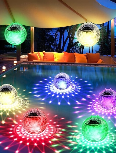  Солнечные светодиодные фонари для бассейна, плавающие фонари для бассейна с изменением цвета RGB, погружные светодиодные водонепроницаемые фонари для бассейна для наружного освещения, сад, задний двор, лужайка, дорожка, свадебная вечеринка, украшение басс