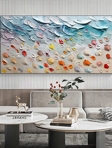  fait à la main original les coquilles colorées peinture à l'huile sur toile mur art minimaliste art peinture paysage pour la décoration intérieure avec cadre étiré/sans peinture de cadre intérieur