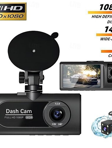  drie-opname rijrecorder 1080p nachtzicht wifi-recorder met drie lenzen achteruit zicht