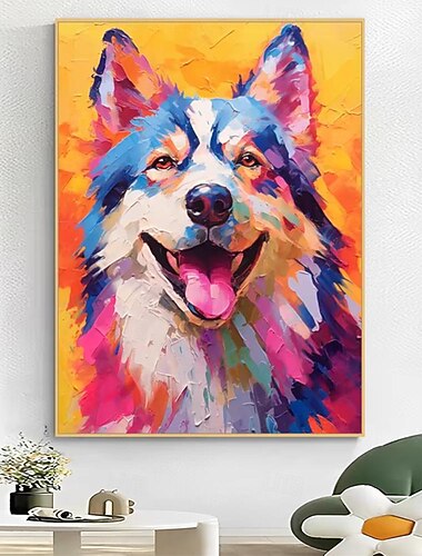  mintura handgemaakte abstracte hond dierlijke olieverfschilderijen op canvas kunst aan de muur decoratie moderne foto voor huisdecoratie gerold frameloos ongerekt schilderij