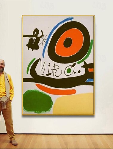  Handgemalte Kopien berühmter Joan Miro-Gemälde auf Leinwand, moderne Kunstwerke, abstrakte Leinwand-Wandkunstbilder für Wohnzimmerdekoration (Tänzerin, Herz, Liebe), rahmenlos