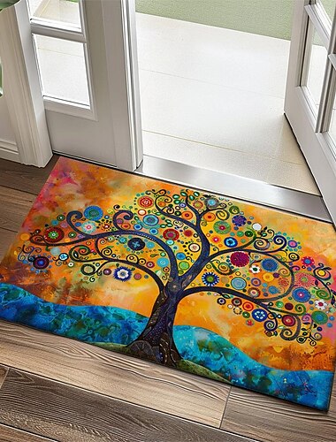  生活の木絵画玄関マットフロアマット洗える敷物キッチンマット滑り止め耐油敷物屋内屋外マット寝室の装飾バスルームマット玄関敷物